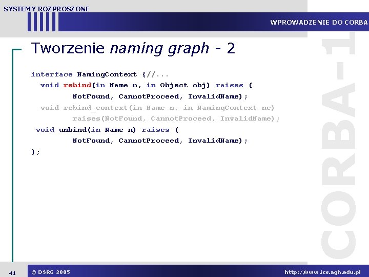 SYSTEMY ROZPROSZONE Tworzenie naming graph - 2 interface Naming. Context {//. . . void