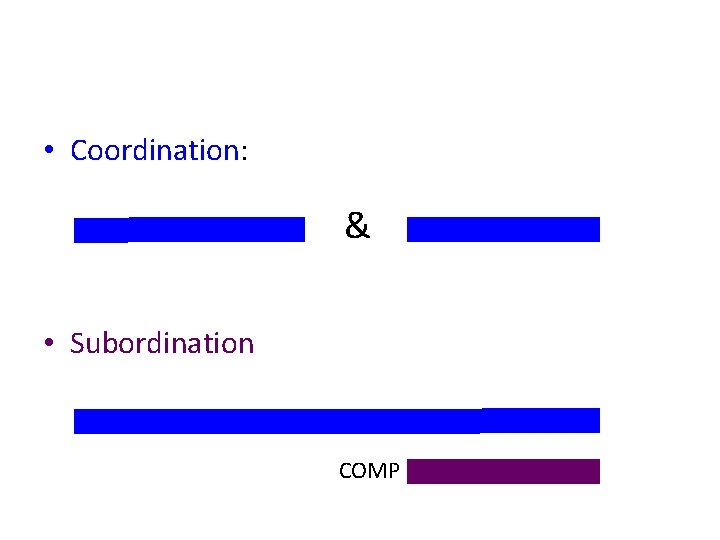  • Coordination: – two clauses joined together in which both are fully finite