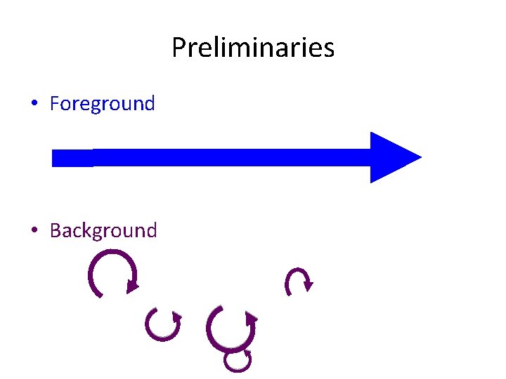 Preliminaries • Foreground – That part of a narrative that advances the main story