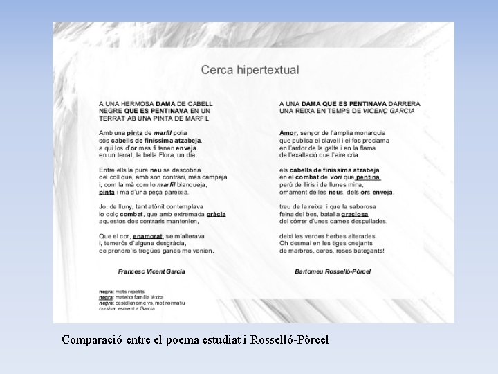 Comparació entre el poema estudiat i Rosselló-Pòrcel 