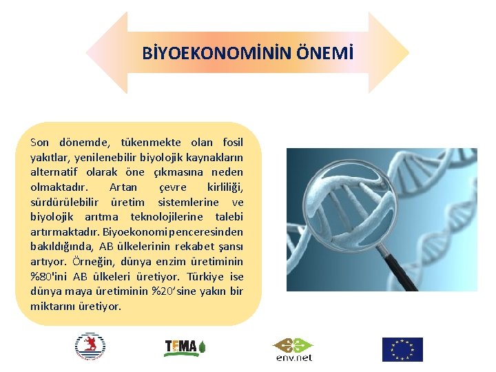 BİYOEKONOMİNİN ÖNEMİ Son dönemde, tükenmekte olan fosil yakıtlar, yenilenebilir biyolojik kaynakların alternatif olarak öne