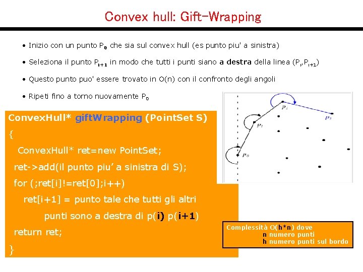 Convex hull: Gift-Wrapping • Inizio con un punto P 0 che sia sul convex