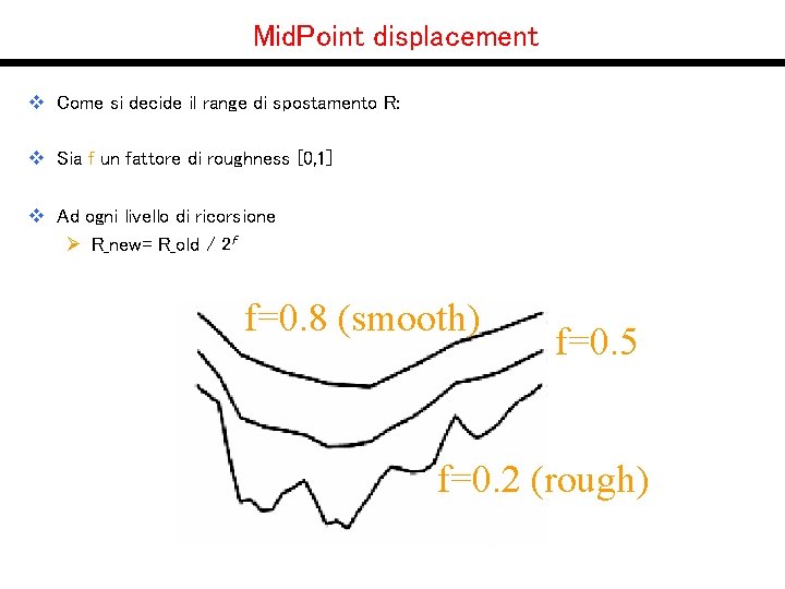 Mid. Point displacement v Come si decide il range di spostamento R: v Sia