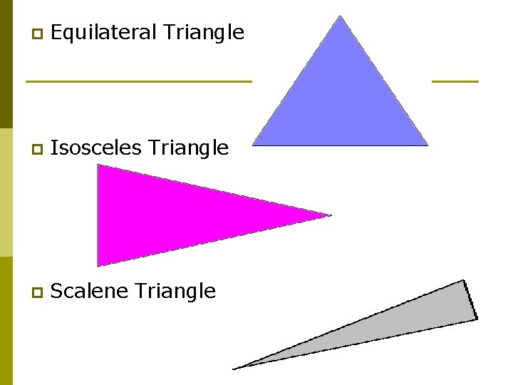 p Equilateral Triangle p Isosceles Triangle p Scalene Triangle 