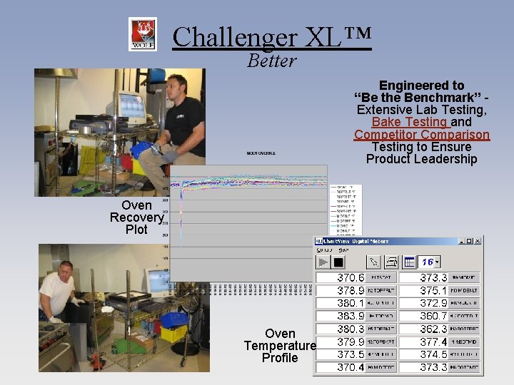 Challenger XL™ Better Engineered to “Be the Benchmark” Extensive Lab Testing, Bake Testing and