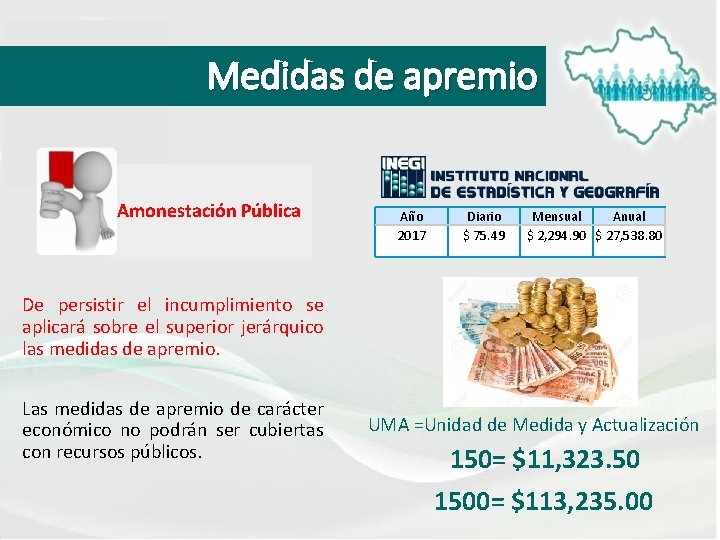 Medidas de apremio Amonestación Pública Año 2017 Diario $ 75. 49 Mensual Anual $