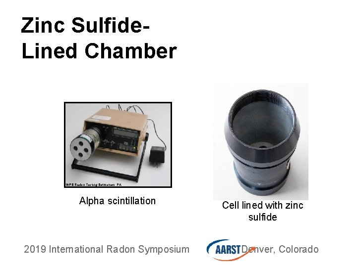 Zinc Sulfide. Lined Chamber WPB Radon Testing Bethlehem, PA Alpha scintillation 2019 International Radon