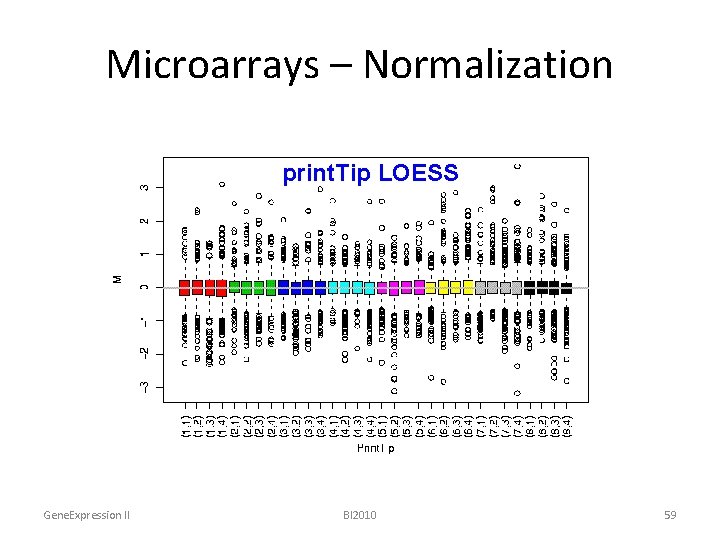 Microarrays – Normalization print. Tip global LOESS raw LOESS mean Gene. Expression II BI