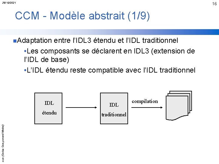 26/10/2021 16 CCM - Modèle abstrait (1/9) entre l’IDL 3 étendu et l’IDL traditionnel