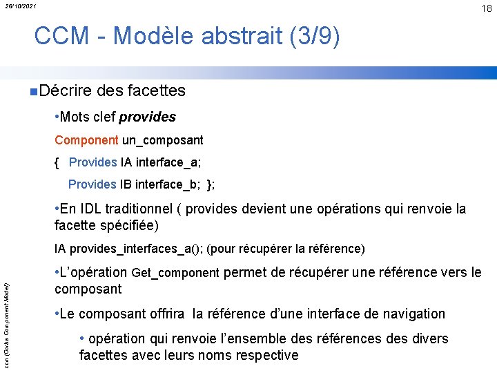 26/10/2021 18 CCM - Modèle abstrait (3/9) n. Décrire des facettes • Mots clef