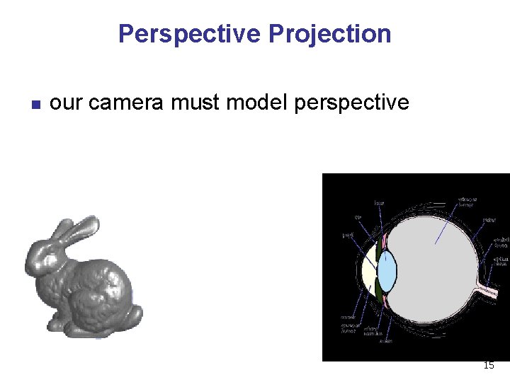 Perspective Projection n our camera must model perspective 15 Perspective Projection n our camera must model perspective 15