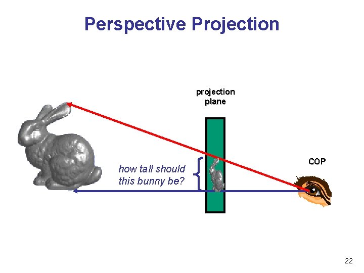 Perspective Projection plane how tall should this bunny be? COP 22 Perspective Projection plane how tall should this bunny be? COP 22