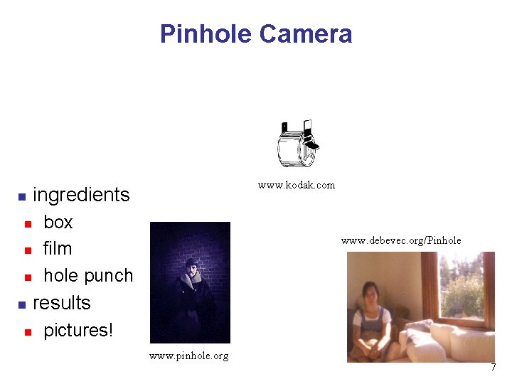 Pinhole Camera n n n www. kodak. com ingredients box film hole punch www. Pinhole Camera n n n www. kodak. com ingredients box film hole punch www.