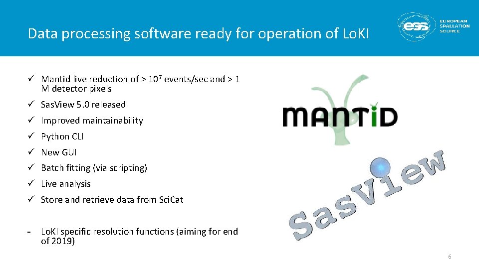 Data processing software ready for operation of Lo. KI ü Mantid live reduction of