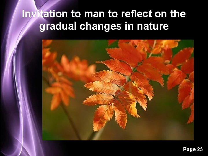 Invitation to man to reflect on the gradual changes in nature Page 25 