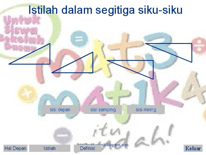 Istilah dalam segitiga siku-siku sisi depan Hal Depan Istilah sisi samping http: //mediapemb. blogspot.