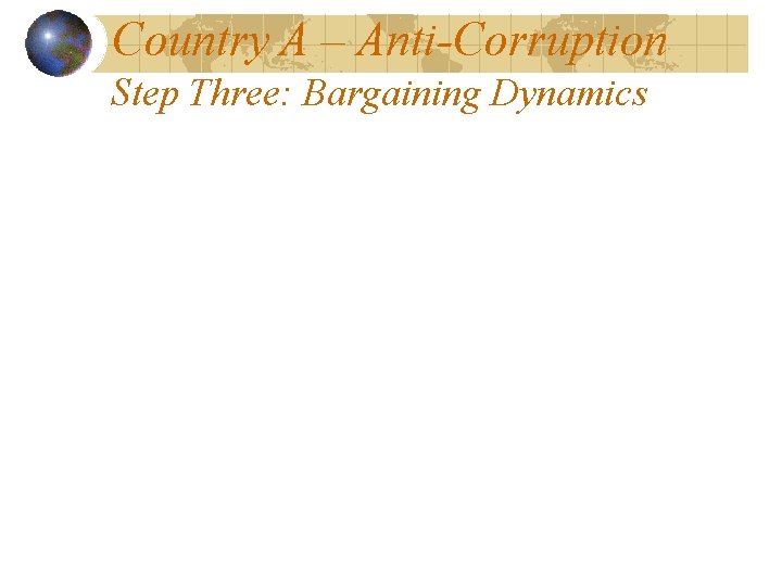 Country A – Anti-Corruption Step Three: Bargaining Dynamics 