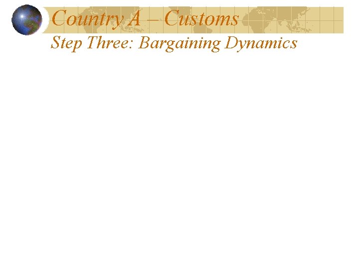 Country A – Customs Step Three: Bargaining Dynamics 