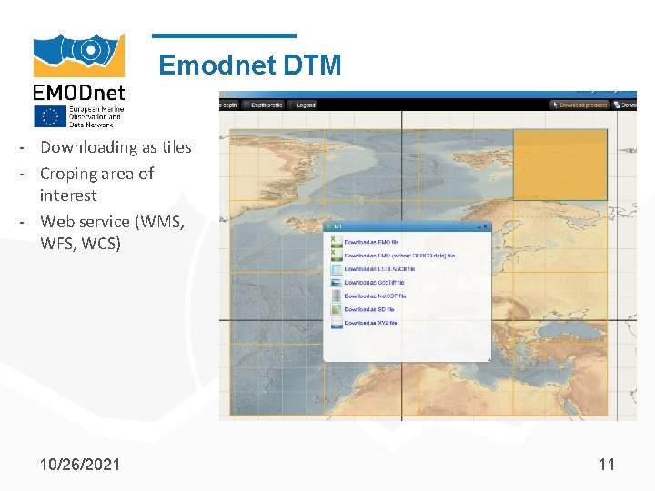 Emodnet DTM - Downloading as tiles - Croping area of interest - Web service