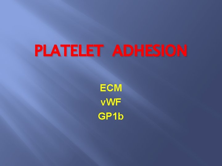 PLATELET ADHESION ECM v. WF GP 1 b 