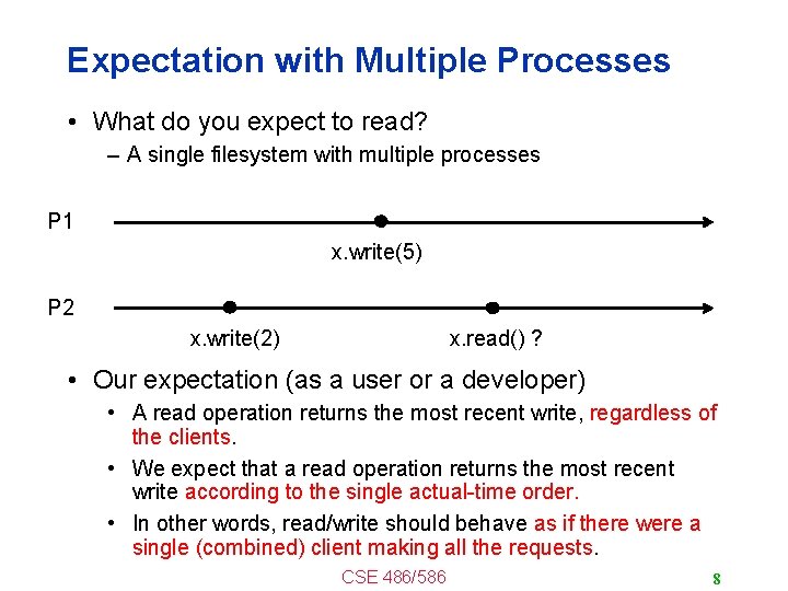 Expectation with Multiple Processes • What do you expect to read? – A single