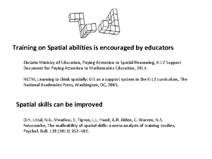 Training on Spatial abilities is encouraged by educators Ontario Ministry of Education, Paying Attention