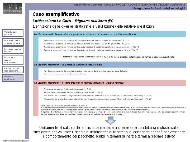 Caso esemplificativo Lottizzazione Le Corti – Rignano sull’Arno (FI) Definizione delle diverse stratigrafie e