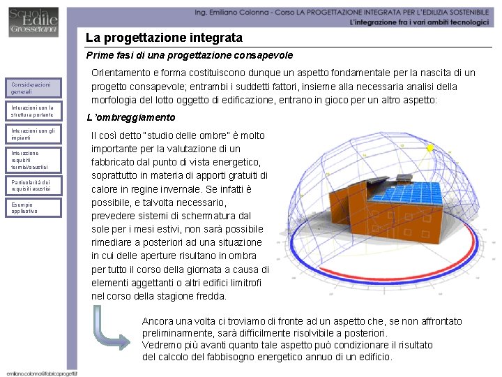 La progettazione integrata Prime fasi di una progettazione consapevole Considerazioni generali Interazioni con la