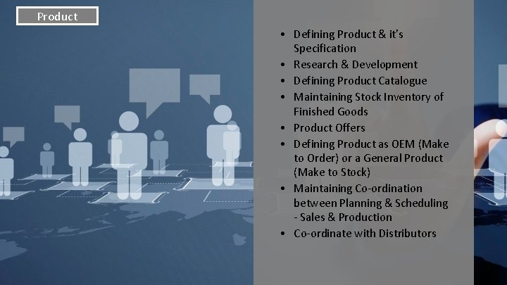 Product • Defining Product & it's Specification • Research & Development • Defining Product