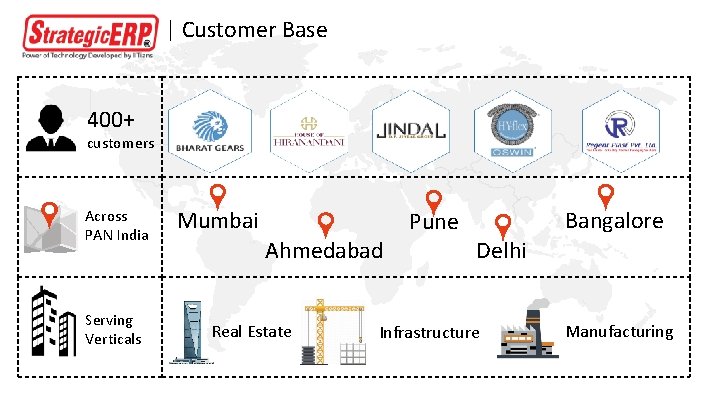 | Customer Base 400+ customers Across PAN India Serving Verticals Mumbai Bangalore Pune Ahmedabad