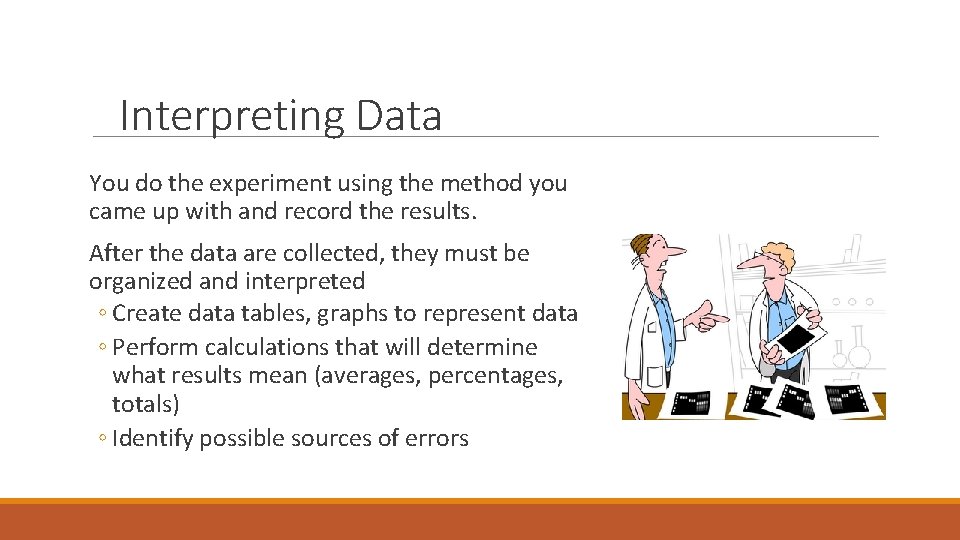 Interpreting Data You do the experiment using the method you came up with and