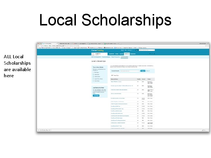 Local Scholarships ALL Local Scholarships are available here 