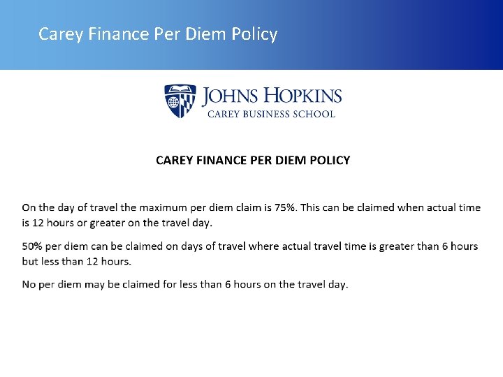 Carey Finance Per Diem Policy 