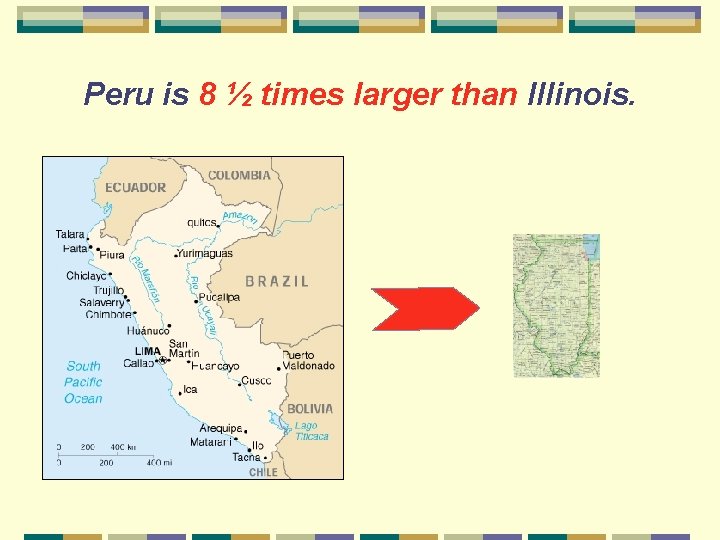 Peru is 8 ½ times larger than Illinois. 