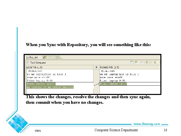 When you Sync with Repository, you will see something like this: This shows the