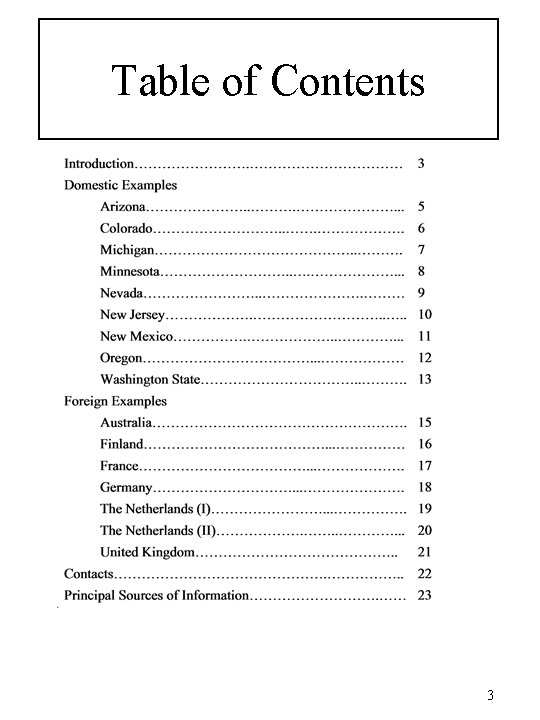 Table of Contents 3 