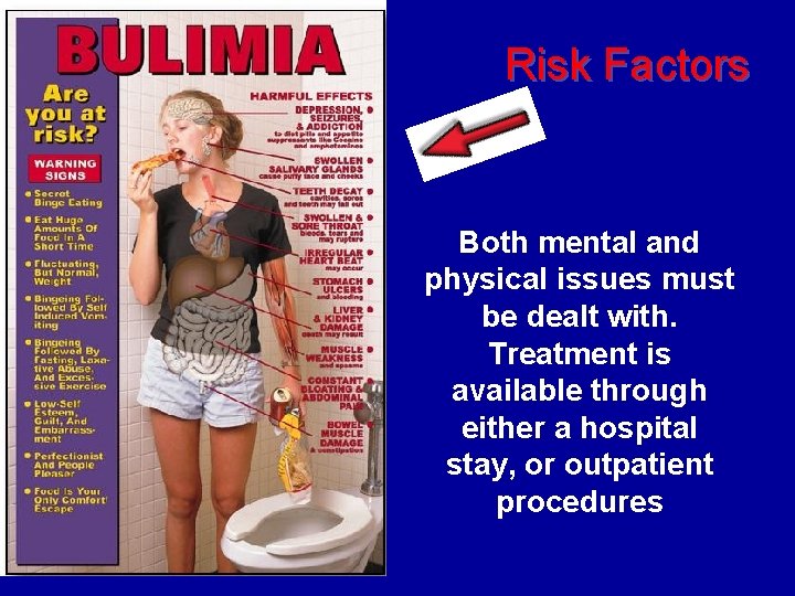 Risk Factors Both mental and physical issues must be dealt with. Treatment is available