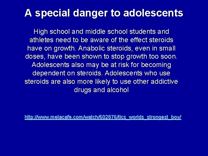 A special danger to adolescents High school and middle school students and athletes need