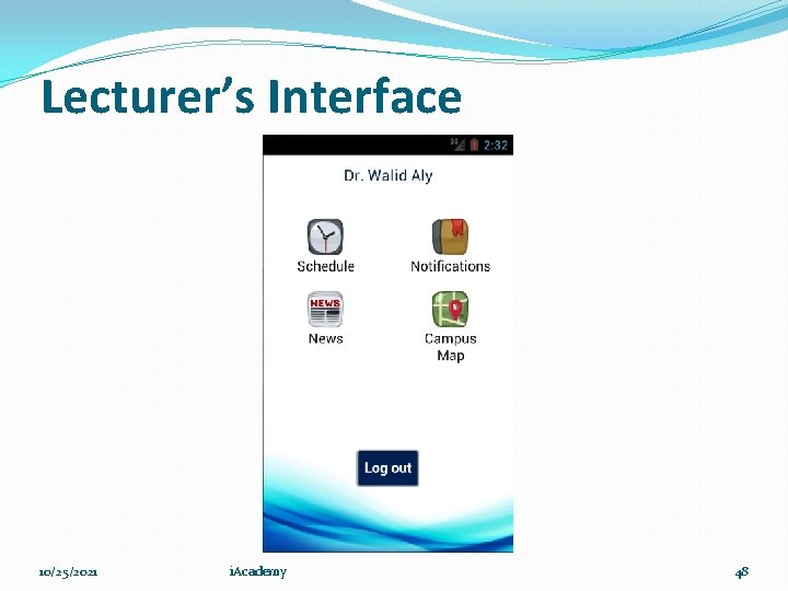 Lecturer’s Interface 10/25/2021 i. Academy 48 