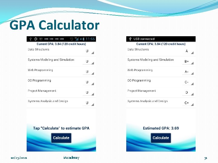 GPA Calculator 10/25/2021 i. Academy 51 