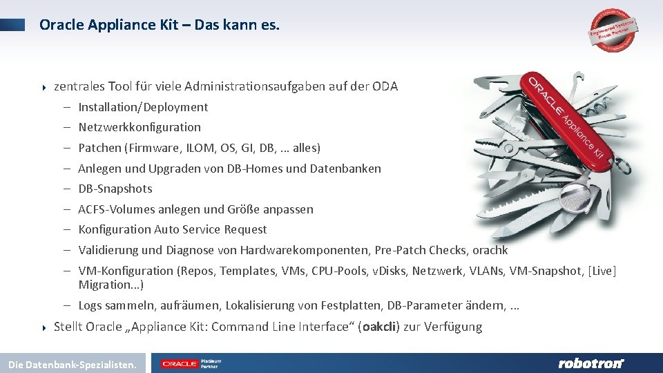 Oracle Appliance Kit – Das kann es. 4 zentrales Tool für viele Administrationsaufgaben auf