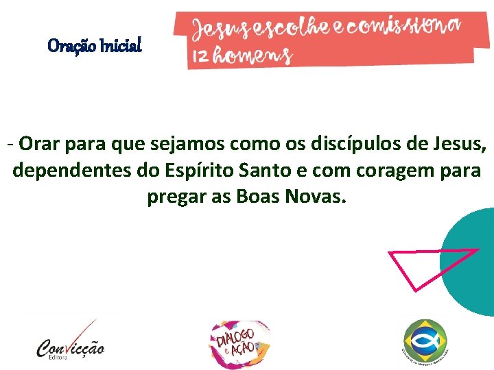 Oração Inicial - Orar para que sejamos como os discípulos de Jesus, dependentes do Oração Inicial - Orar para que sejamos como os discípulos de Jesus, dependentes do