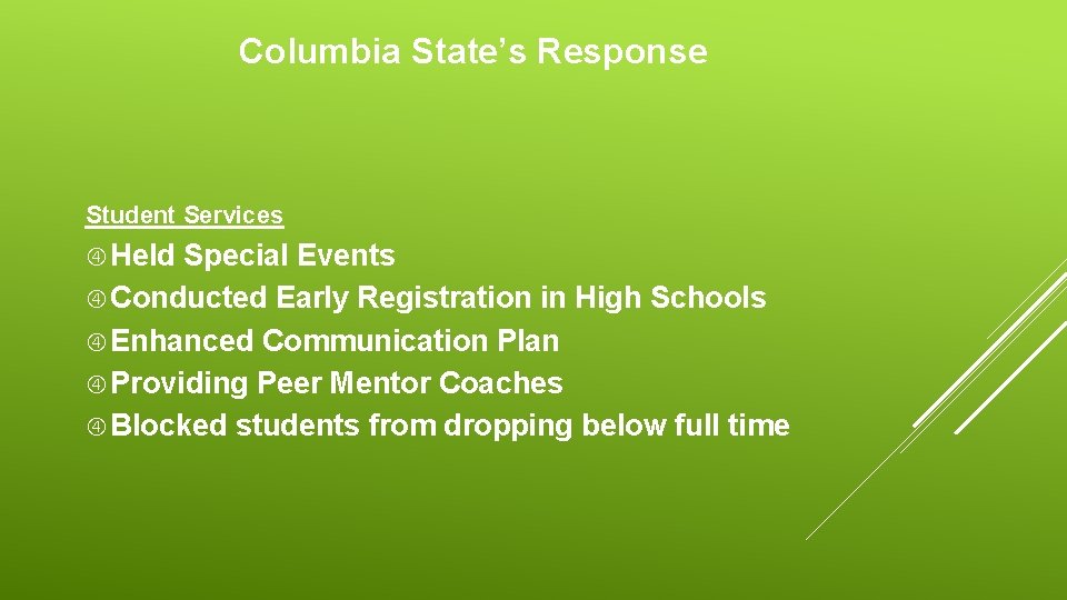 Columbia State’s Response Student Services Held Special Events Conducted Early Registration in High Schools