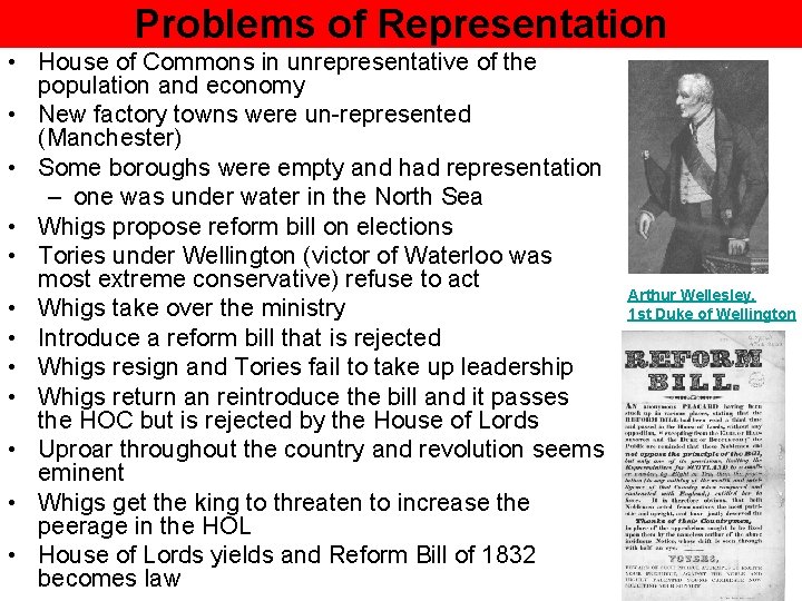 Problems of Representation • House of Commons in unrepresentative of the population and economy