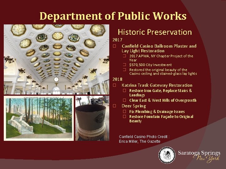 Department of Public Works Historic Preservation 2017 � Canfield Casino Ballroom Plaster and Lay