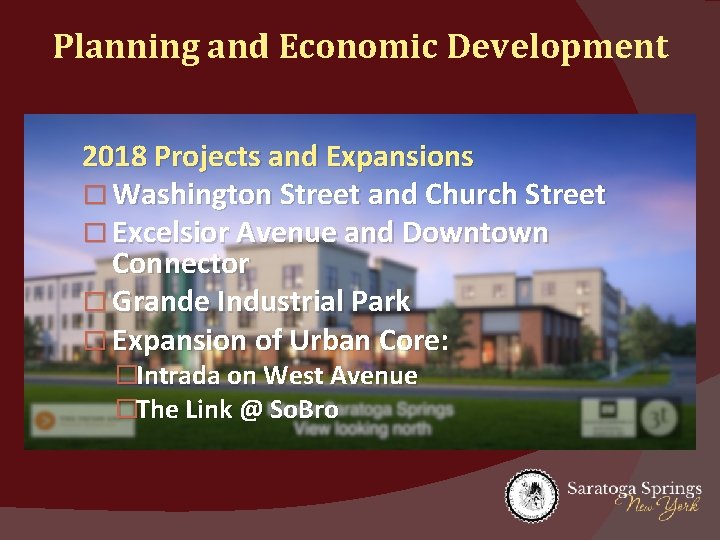 Planning and Economic Development 2018 Projects and Expansions � Washington Street and Church Street