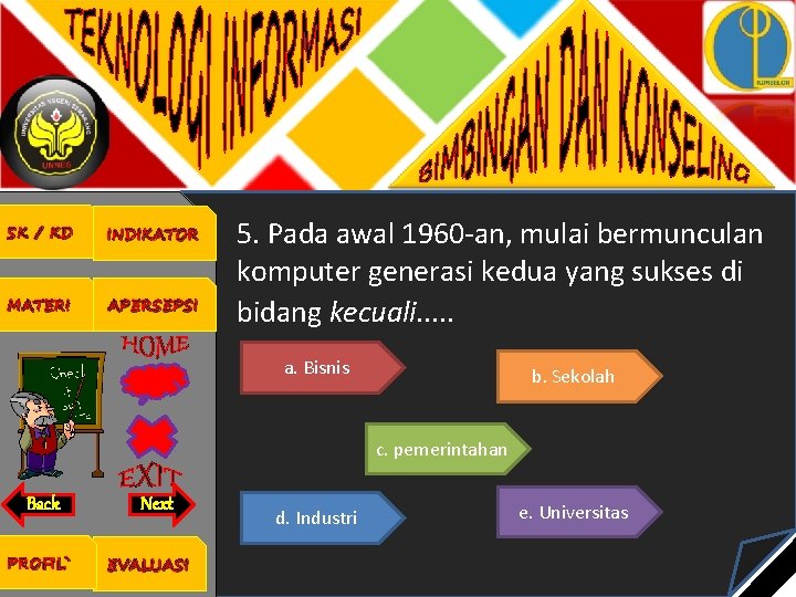 SK / KD INDIKATOR MATERI APERSEPSI 5. Pada awal 1960 -an, mulai bermunculan komputer