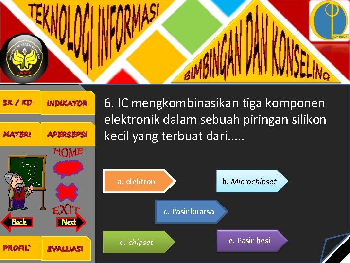 SK / KD INDIKATOR MATERI APERSEPSI 6. IC mengkombinasikan tiga komponen elektronik dalam sebuah