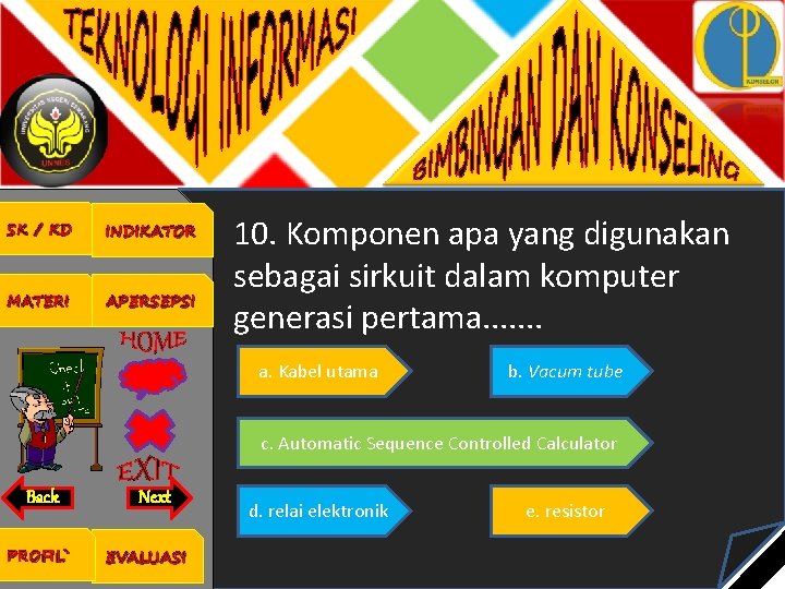 SK / KD INDIKATOR MATERI APERSEPSI 10. Komponen apa yang digunakan sebagai sirkuit dalam