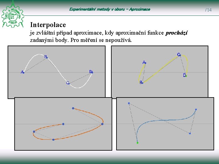 Experimentální metody v oboru – Aproximace Interpolace je zvláštní případ aproximace, kdy aproximační funkce